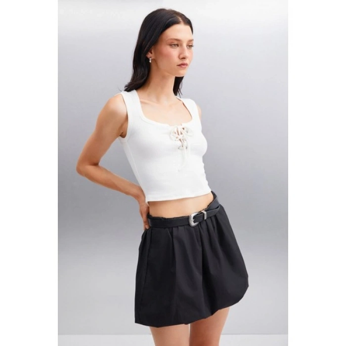 Grimelange PAOLINA Kadın Crop Ekru Bluz