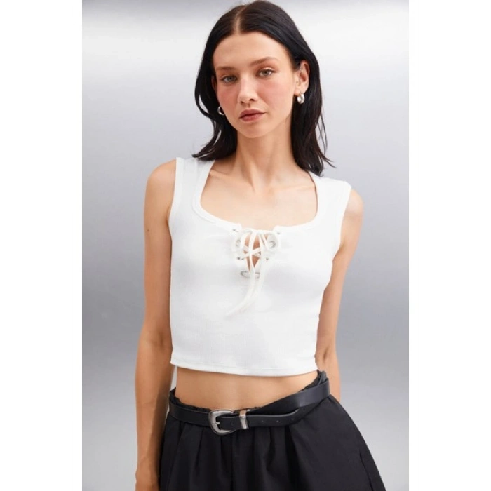 Grimelange PAOLINA Kadın Crop Ekru Bluz