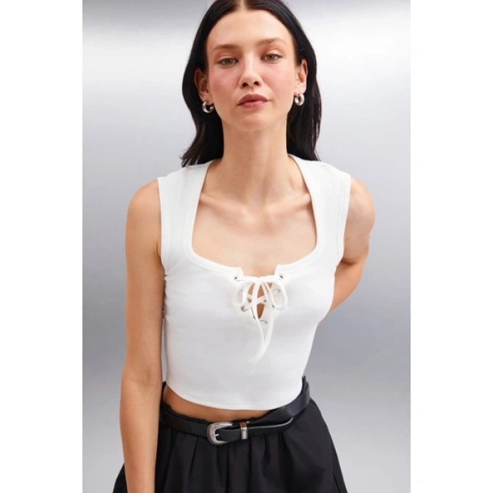 Grimelange PAOLINA Kadın Crop Ekru Bluz