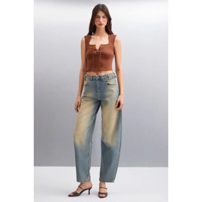 Grimelange PAOLINA Kadın Crop Kahverengi Bluz