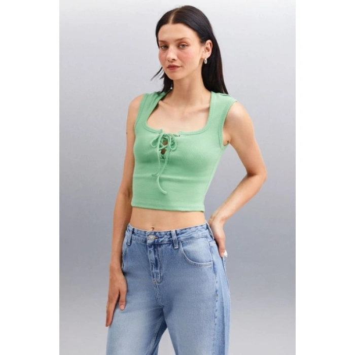 Grimelange PAOLINA Kadın Crop Yeşil Bluz