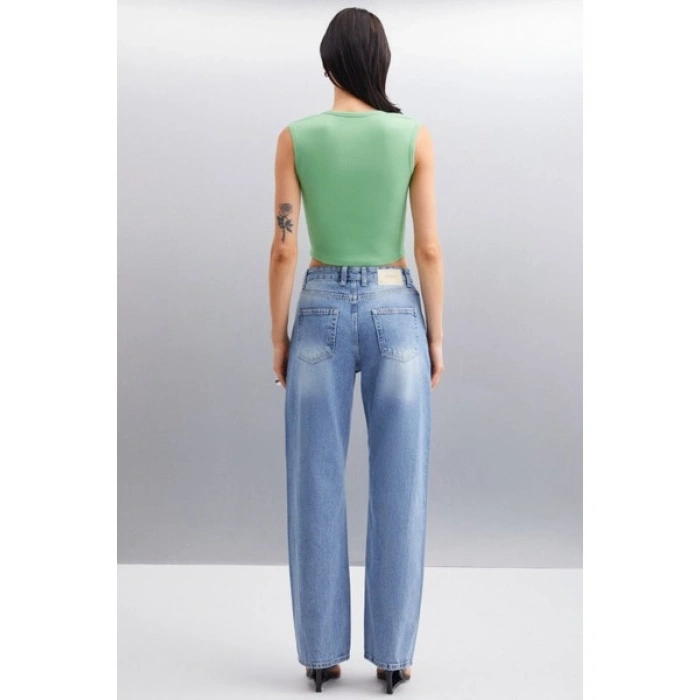 Grimelange PAOLINA Kadın Crop Yeşil Bluz