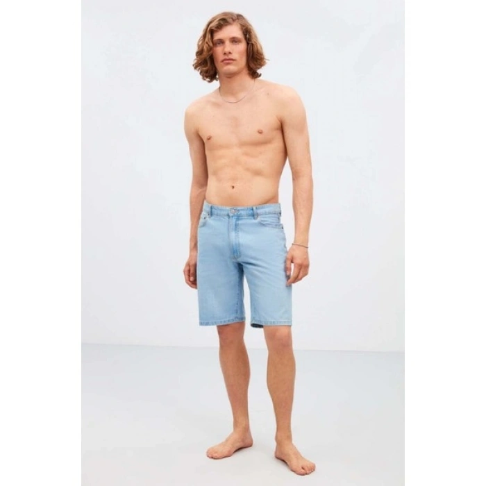 Grimelange Ruınas Erkek Relaxed Kalıp Denim Açık Mavi Şort