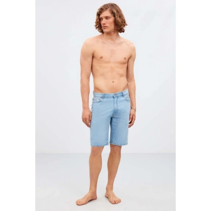 Grimelange Ruınas Erkek Relaxed Kalıp Denim Açık Mavi Şort