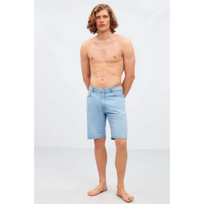 Grimelange Ruınas Erkek Relaxed Kalıp Denim Açık Mavi Şort
