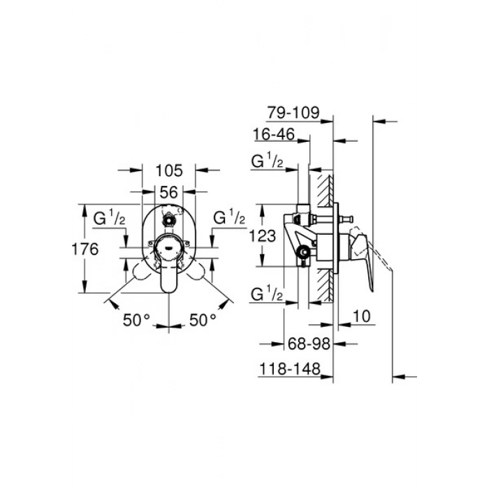 Grohe BauEdge Ankastre Banyo Duş Bataryası - 29039000