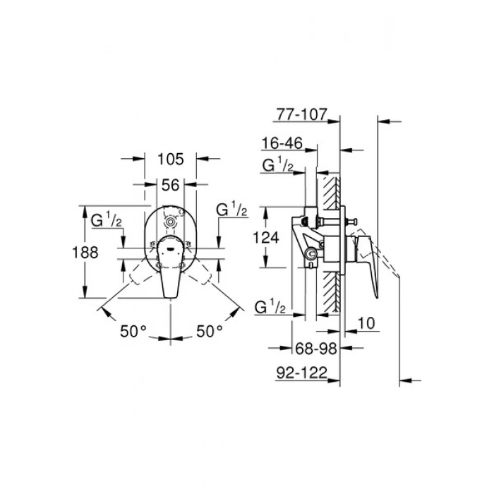 Grohe Bauedge Tek Kumandalı Banyo Bataryası 29039001