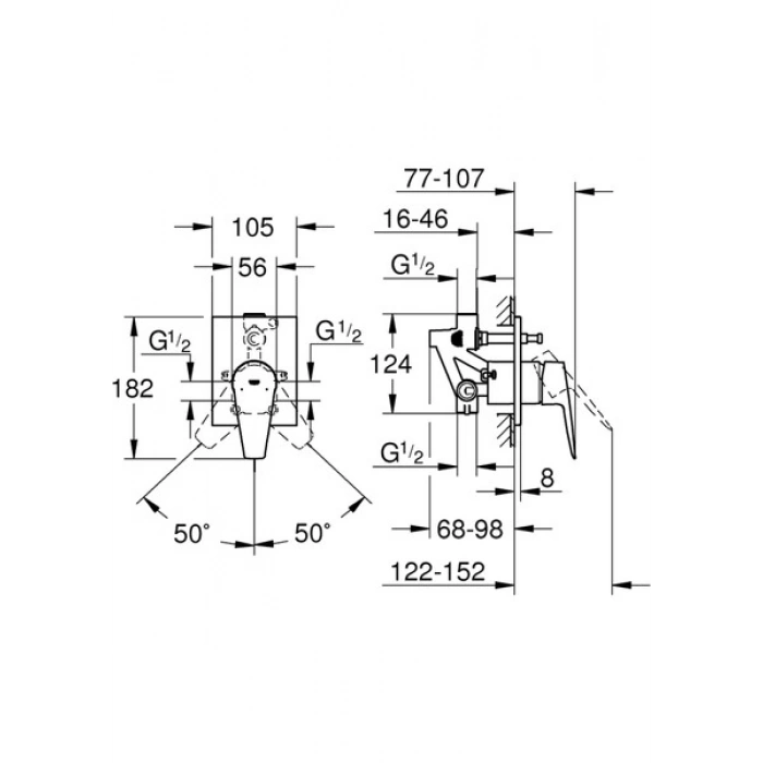 Grohe Bauedge Tek Kumandalı Banyo Bataryası - 29353001