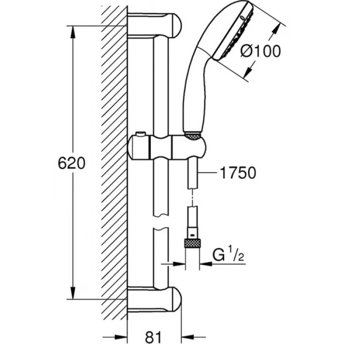 Grohe Duş Seti New Tempesta 100 Sürgülü 3 Akış 27644001