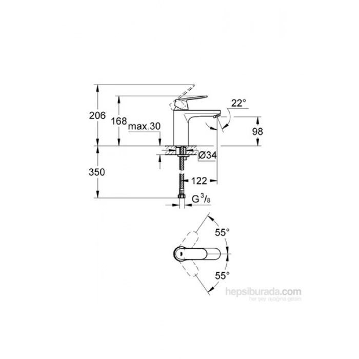 Grohe Eurocosmo Tek Kumandalı Lavabo Bataryası - 23327000