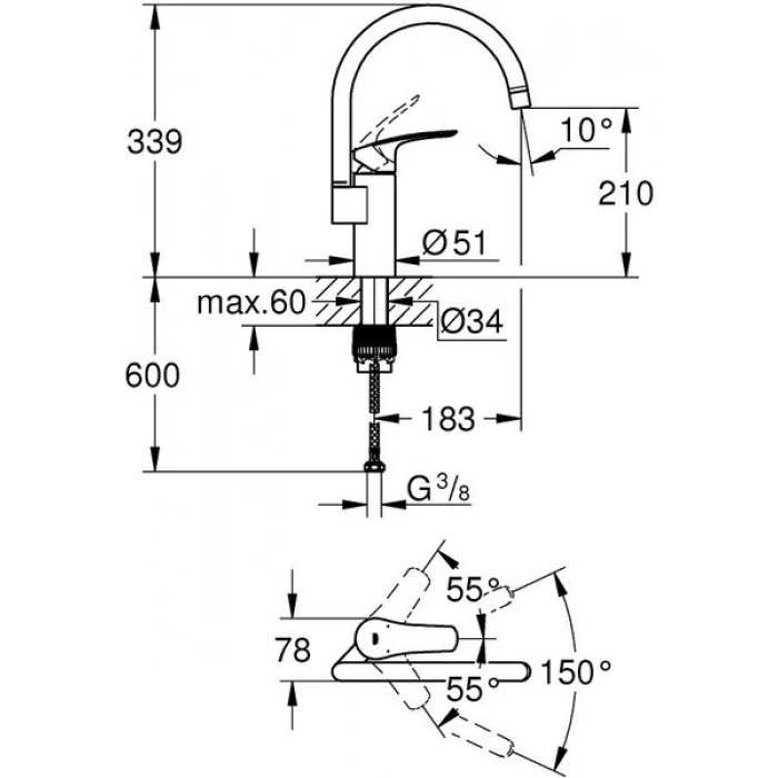 Grohe Tek Kumandalı Eviye Bataryası - 33202003
