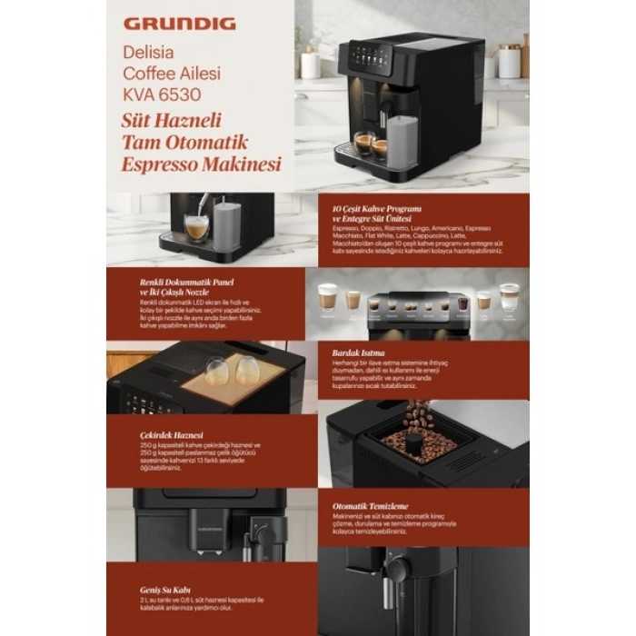 Grundig Kva 6530 Espresso Makinesi 1350 W Caffè Latte İçecek Türü Antrasit Renk