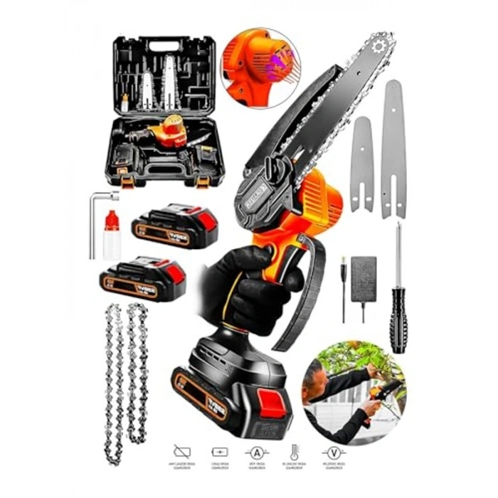 Güçlü Çift Pala Ağaç Kesme Makinesi, Şarjlı