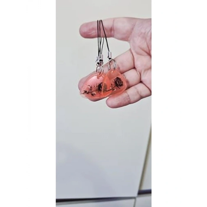 Gül Desenli Neon Pembe Reçine Gitar Plektrum, Telefon Askılı