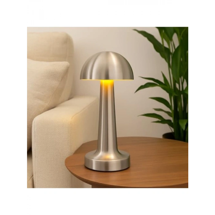 Gümüş Dokunmatik Şarjlı Masa Lambası, Dimmerli ve 3 Renk Modu