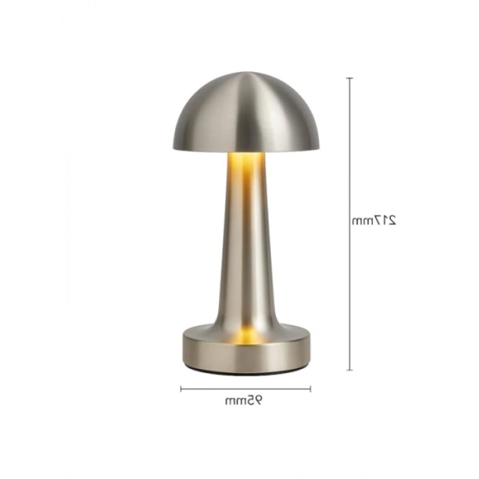 Gümüş Dokunmatik Şarjlı Masa Lambası, Dimmerli ve 3 Renk Modu