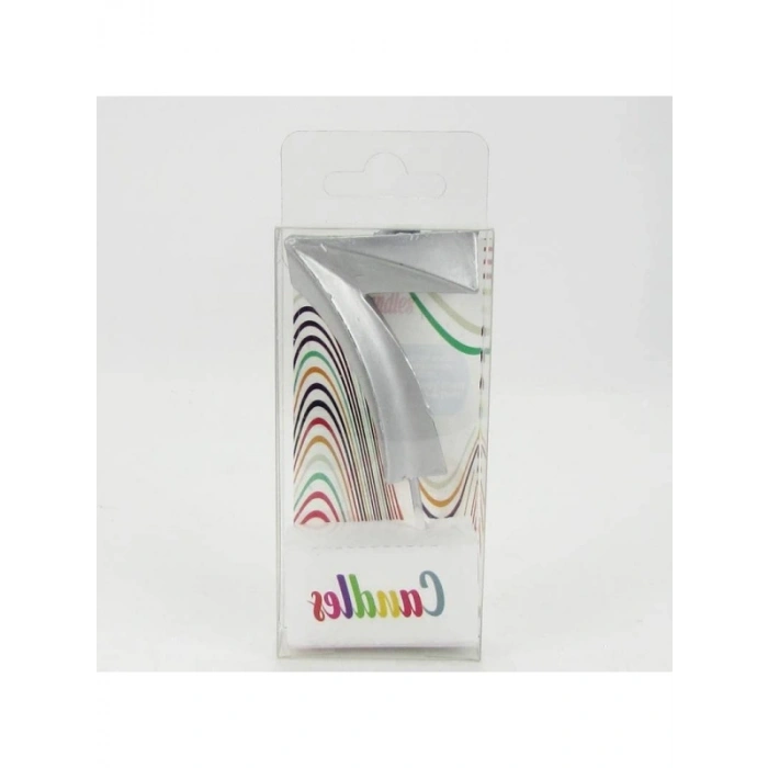 Gümüş Gri Renkli 7 Rakamlı Mum - 6.5 cm