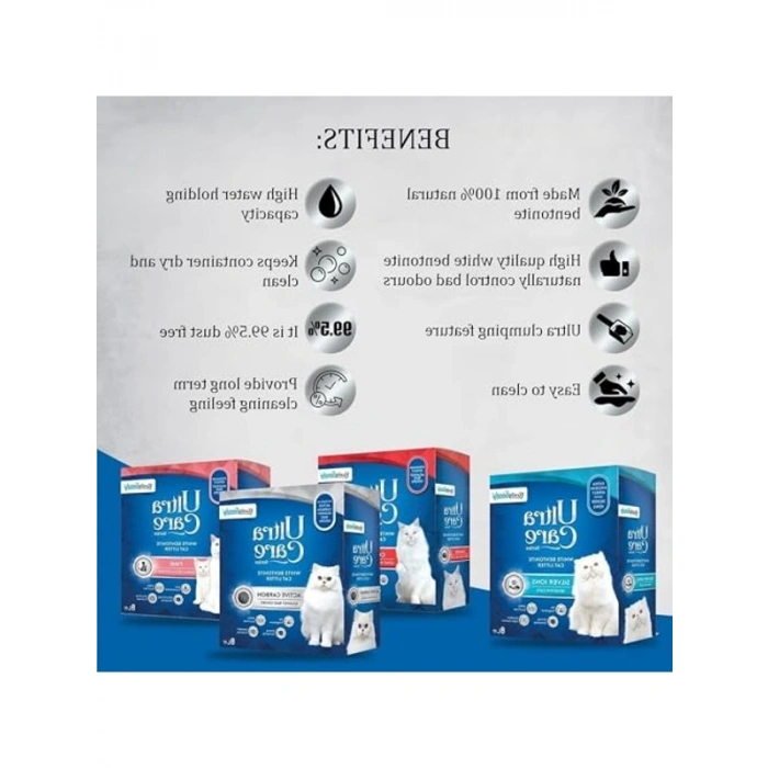 Gümüş İyonlu Hassas Kediler İçin Kedi Kumu 8L Ultra Care