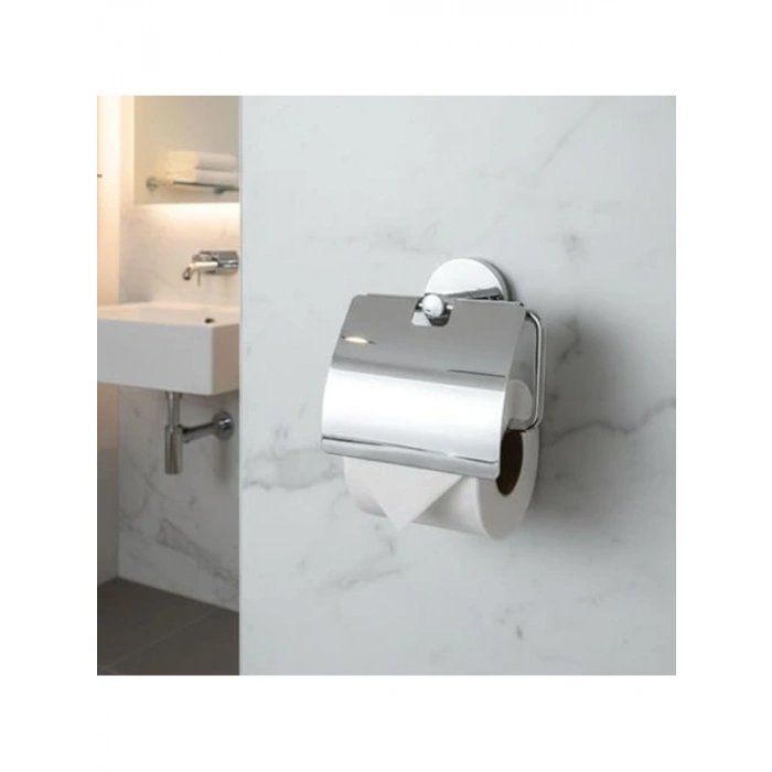 Gümüş Krom Kapaklı Tuvalet Kağıdı Aparatı, Vidalı Metal