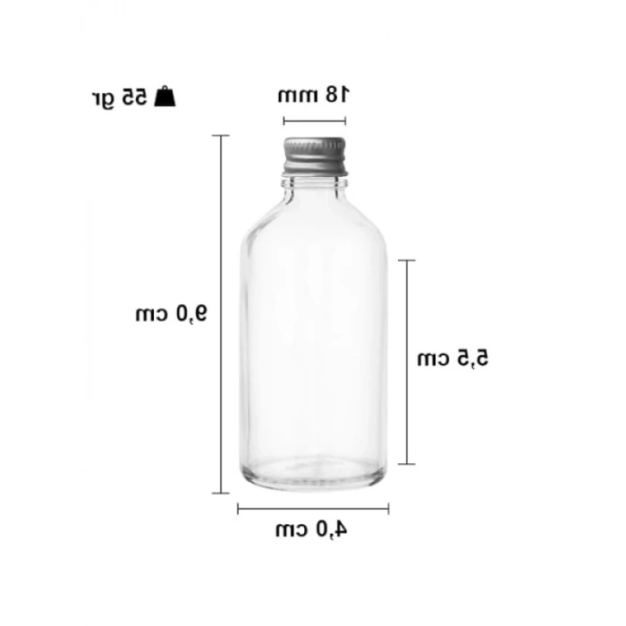 Gümüş Metal Kapaklı 50 cc Hediyelik Shot Şişesi - 6 Adet