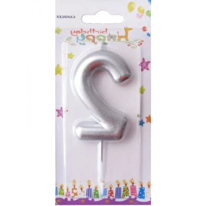 Gümüş Pasta Mumu - 2 Yaş Kutlamaları için