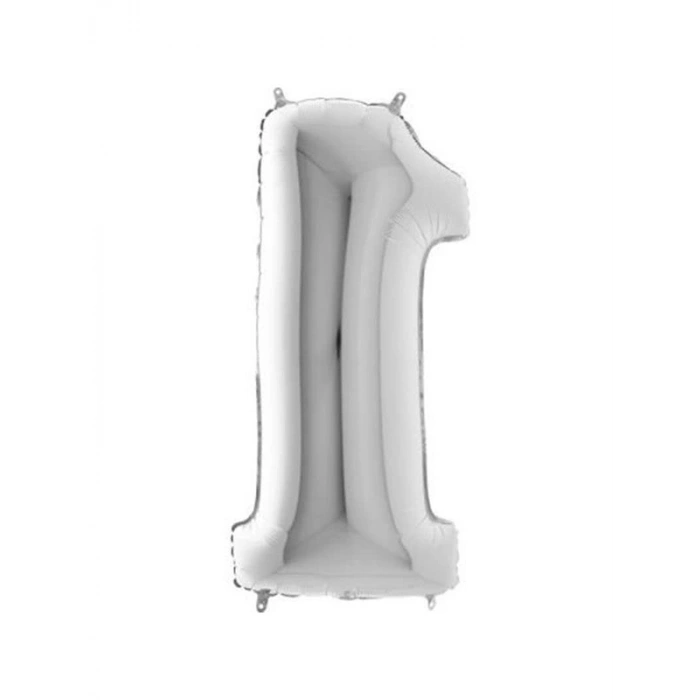 Gümüş Renk 36 cm 1 Rakamlı Folyo Balon