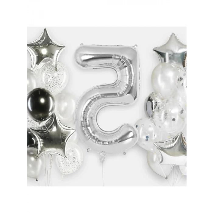 Gümüş Renk 5 Rakamı Doğum Günü Balonu - 102 cm