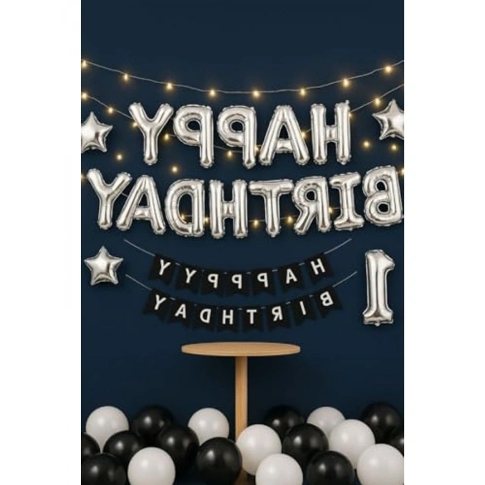 Gümüş Renk Happy Birthday Folyo Balon