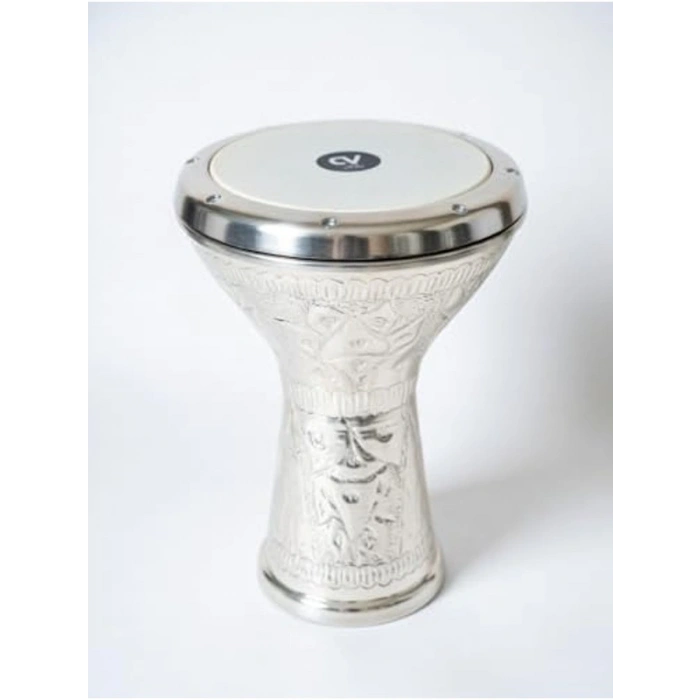 Gümüş Renkli El Yapımı Alüminyum Darbuka, Taşıma Kılıfı Dahil