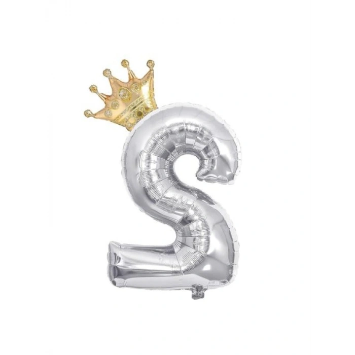 Gümüş ve Altın Kral Tacı Folyo Balon Seti