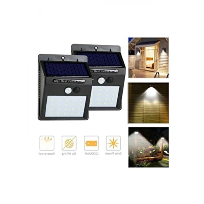 Güneş Enerjili 20 LED Bahçe Aydınlatma, Duvar Montajı