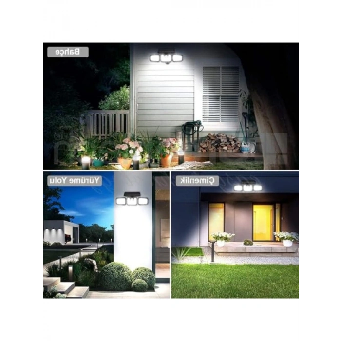 Güneş Enerjili 3 Taraflı Hareket Sensörlü LED Aydınlatma