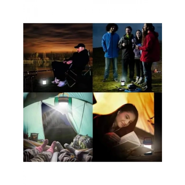 Güneş Enerjili Akordiyon Kamp Lambası ve PowerBank