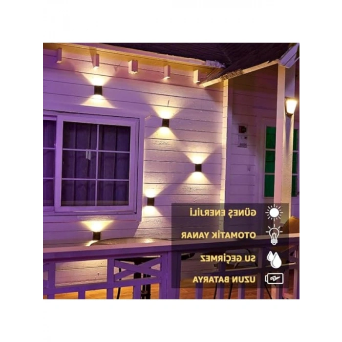 Güneş Enerjili Çift Taraflı Bahçe Aydınlatması - LED Duvar Lambası