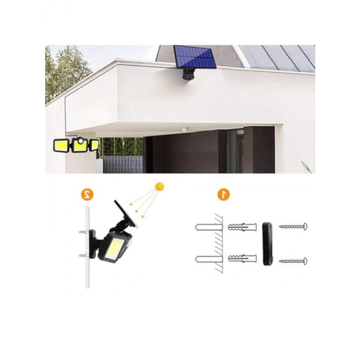 Güneş Enerjili Hareket Sensörlü 171 COB LED Aydınlatma