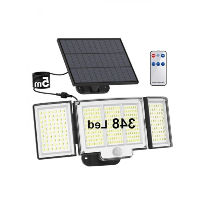 Güneş Enerjili Hareket Sensörlü Aydınlatma, 348 LED