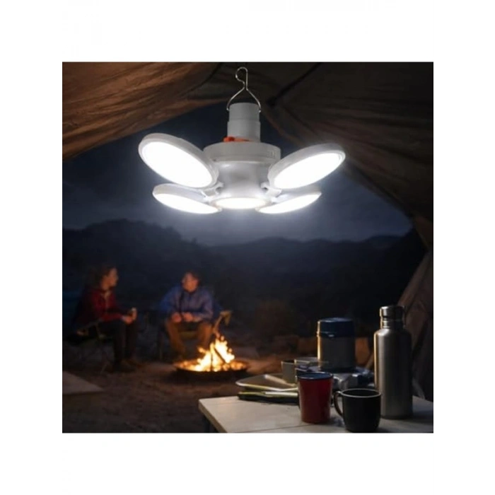Güneş Enerjili Katlanabilir LED Lambası, 4 Panelli, USB Şarjlı