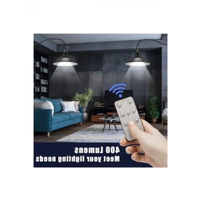 Güneş Enerjili Kumandalı Çift Başlıklı Sarkıt Lamba, Kısılabilir Aydınlatma