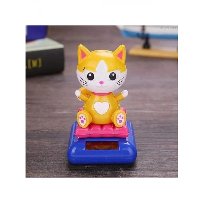 Güneş Enerjili Sallanan Kedi Figürü, Eğlenceli Dekoratif Aksesuar