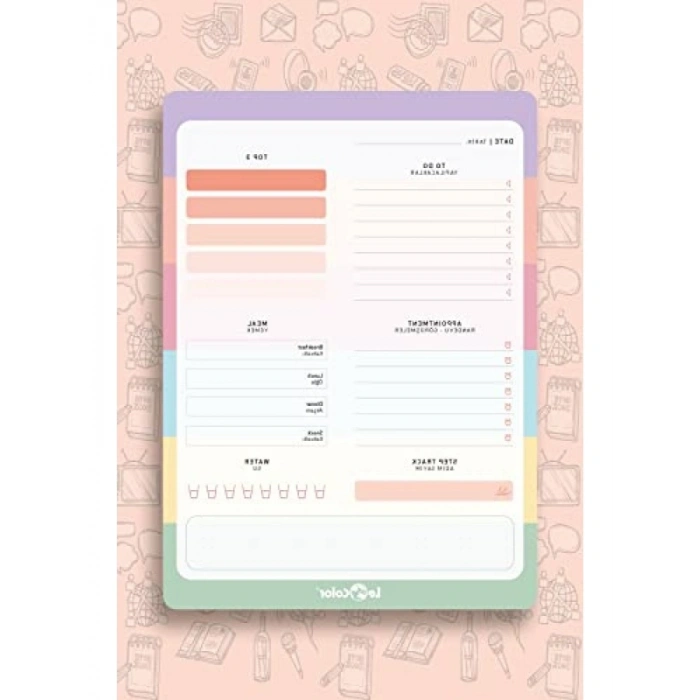 Günlük Planlayıcı Blok, Pastel Renkler