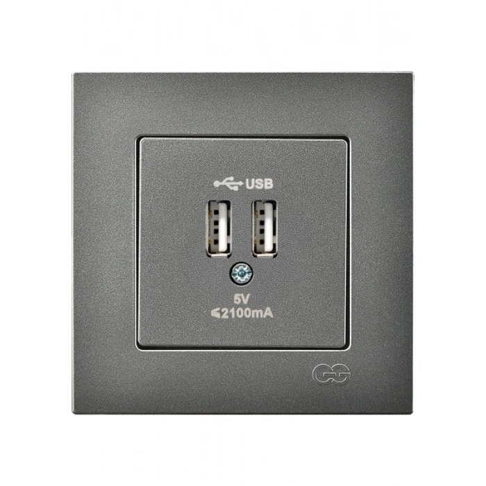 Günsan Elektrik Eqona Füme 2 USB Çıkışlı Şarj Prizi 5V 2.1A