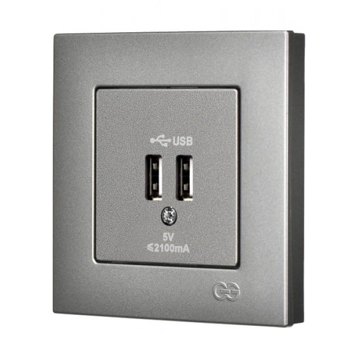 Günsan Elektrik Eqona Füme 2 USB Çıkışlı Şarj Prizi 5V 2.1A