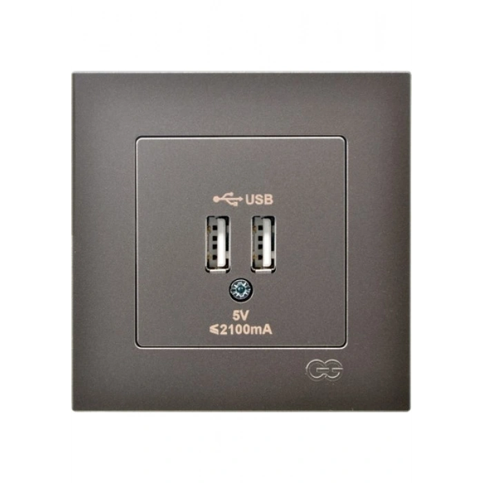 Günsan Elektrik Eqona Mocha 2 USB Çıkışlı Şarj Prizi 5V 2.1A