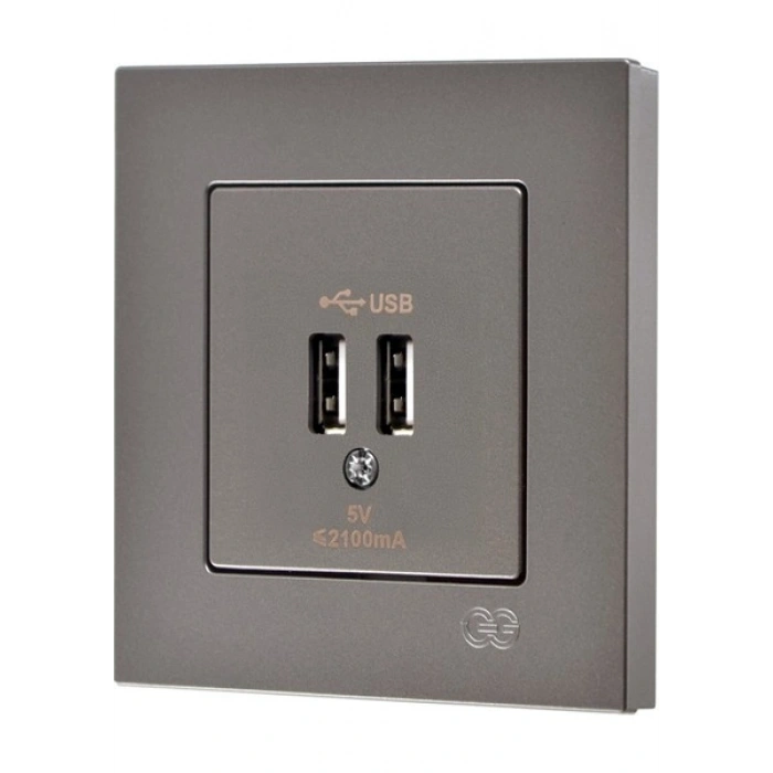 Günsan Elektrik Eqona Mocha 2 USB Çıkışlı Şarj Prizi 5V 2.1A