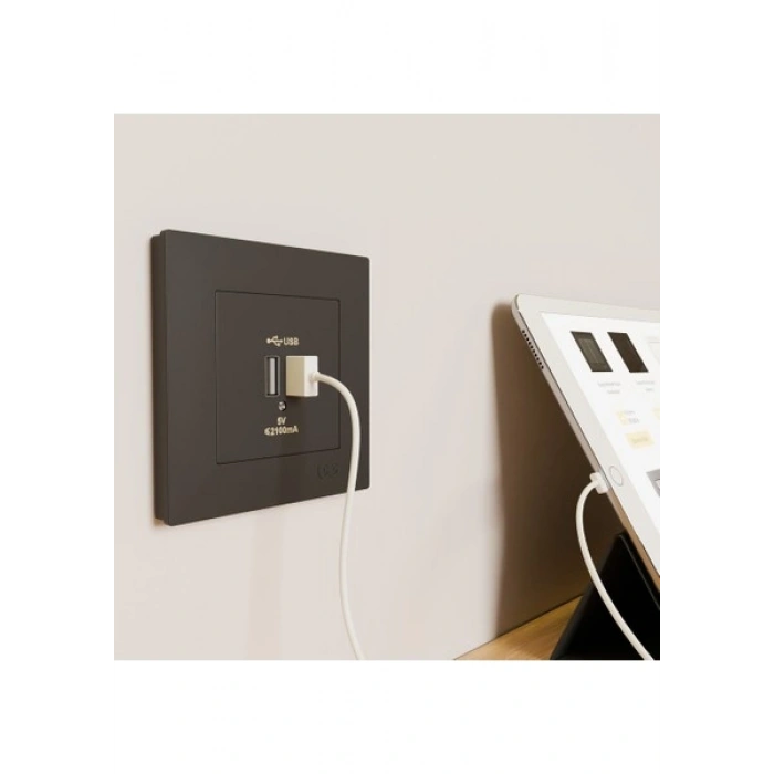 Günsan Elektrik Eqona Mocha 2 USB Çıkışlı Şarj Prizi 5V 2.1A