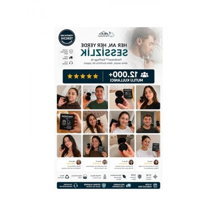 Gürültü Azaltıcı Uyku Kulak Tıkacı, 23 dB, 4 Farklı Boyut