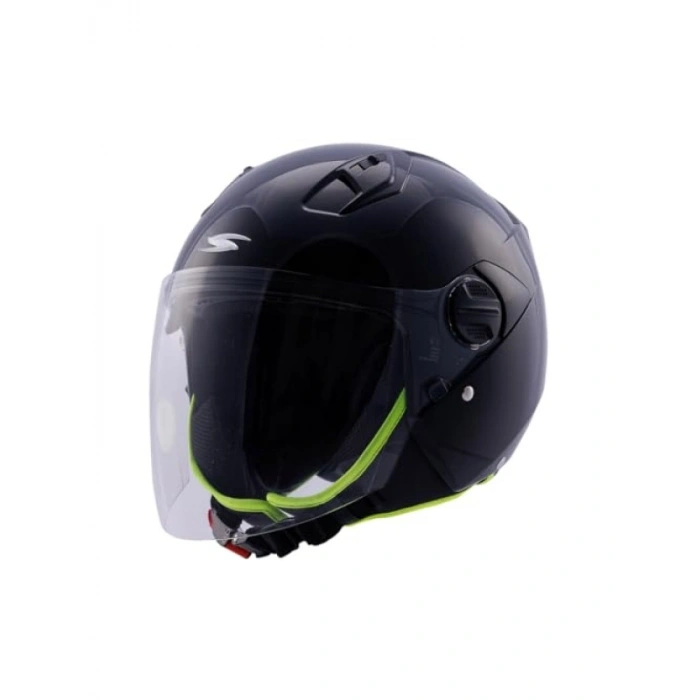 Güvenli Açık Motosiklet Kaskı Pearl Black