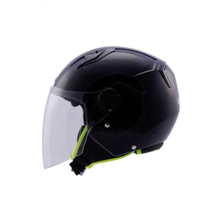 Güvenli Açık Motosiklet Kaskı Pearl Black