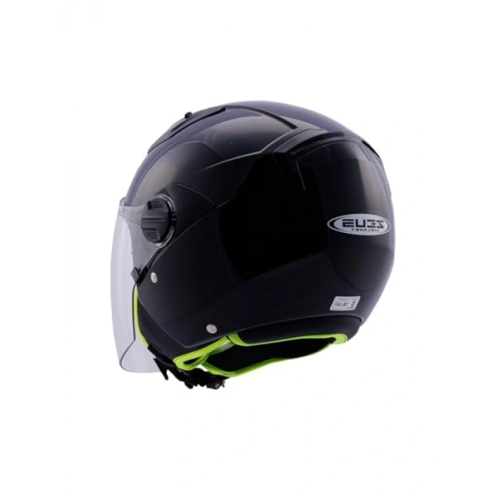 Güvenli Açık Motosiklet Kaskı Pearl Black