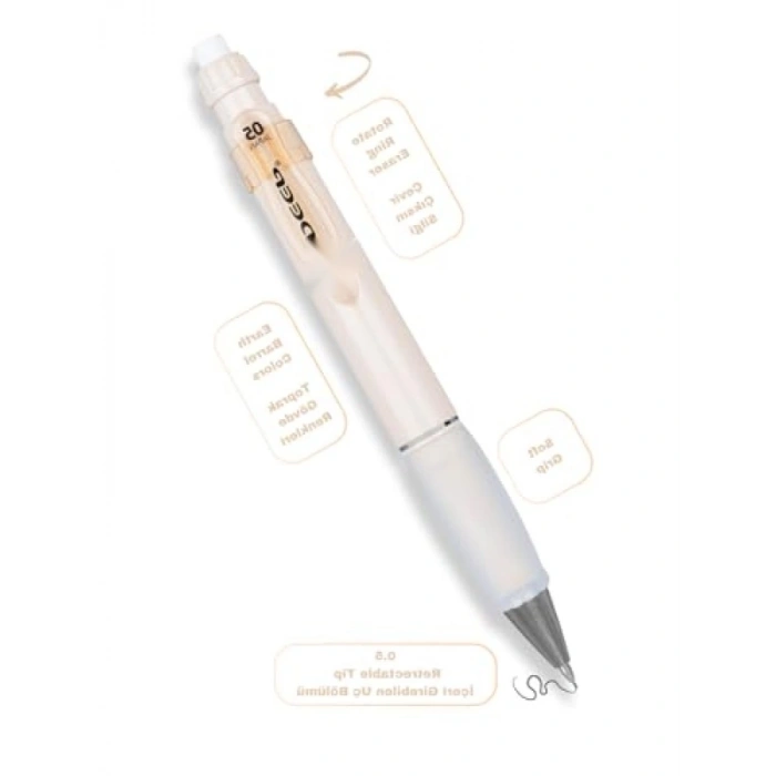 Güvenli Kullanım İçin Ergonomik Grip ve Yedek Silgi Seti - 0,5 mm